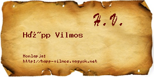 Hápp Vilmos névjegykártya